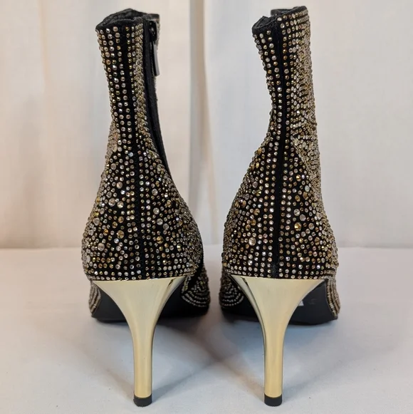 Torrid 7.5 WW Rhinestone Ankle Boots Glam Glitter Stiletto Heel Pointed Toe - Picture 3 of 14